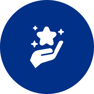 Hand holding star with sparkles icon.